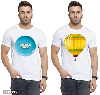 Stylish White Polycotton T-Shirt For Men Pack Of 2