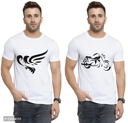 Reliable White Polycotton Printed T-Shirt For Men Pack Of 2