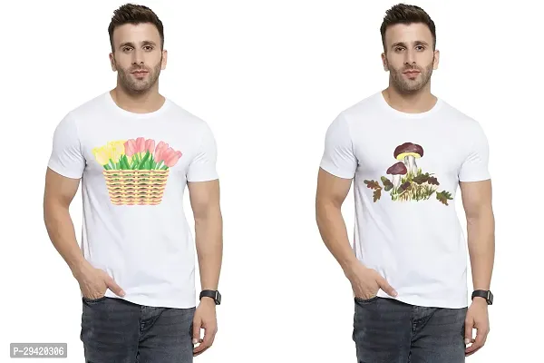 Stylish White Polycotton T-Shirt For Men Pack Of 2