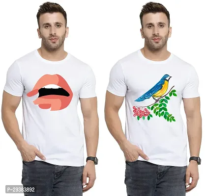 Reliable White Polycotton Printed T-Shirt For Men Pack Of 2-thumb0