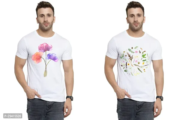 Comfortable White Polycotton Tees For Men Pack Of 2