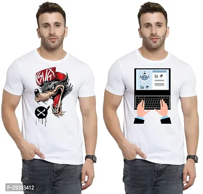 Reliable White Polycotton Printed T-Shirt For Men Pack Of 2-thumb0