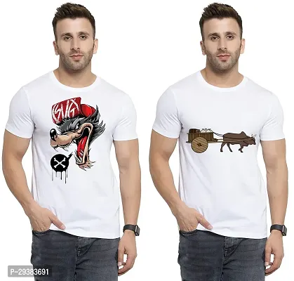 Reliable White Polycotton Printed T-Shirt For Men Pack Of 2-thumb0