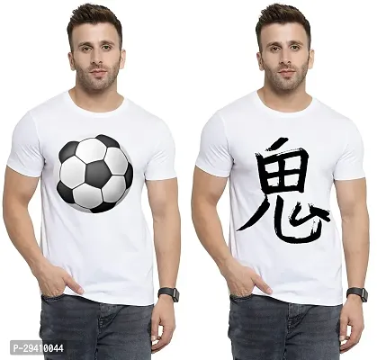 Comfortable White Polycotton Tees For Men Pack Of 2