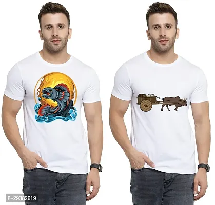 Reliable White Polycotton Printed T-Shirt For Men Pack Of 2-thumb0