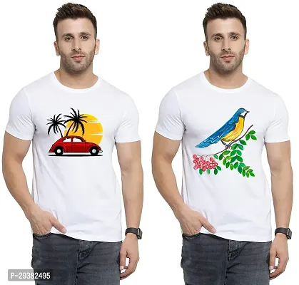 Reliable White Polycotton Printed T-Shirt For Men Pack Of 2-thumb0