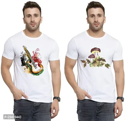 Stylish White Polycotton T-Shirt For Men Pack Of 2-thumb0