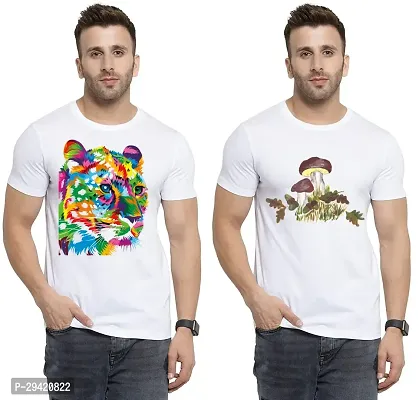 Stylish White Polycotton T-Shirt For Men Pack Of 2-thumb0