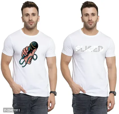 Stylish White Polycotton T-Shirt For Men Pack Of 2-thumb0