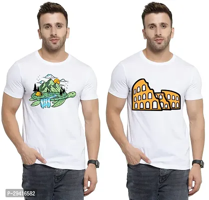 Comfortable White Polycotton Tees For Men Pack Of 2