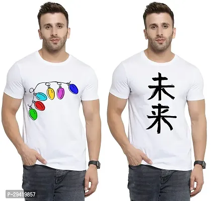 Stylish White Polycotton T-Shirt For Men Pack Of 2