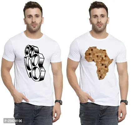 Stylish White Polycotton T-Shirt For Men Pack Of 2-thumb0