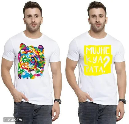 Stylish White Polycotton T-Shirt For Men Pack Of 2