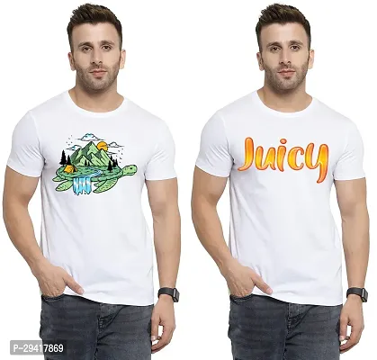 Comfortable White Polycotton Tees For Men Pack Of 2