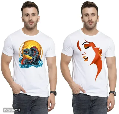 Reliable White Polycotton Printed T-Shirt For Men Pack Of 2-thumb0