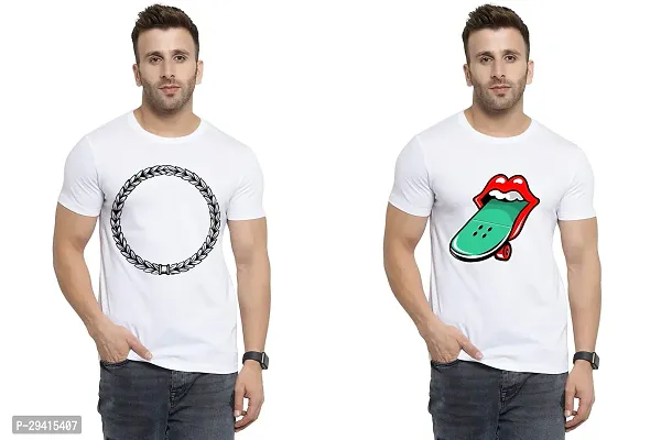 Comfortable White Polycotton Tees For Men Pack Of 2