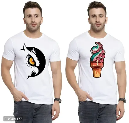 Stylish White Polycotton T-Shirt For Men Pack Of 2-thumb0