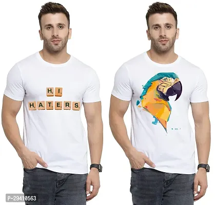 Comfortable White Polycotton Tees For Men Pack Of 2