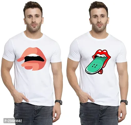 Comfortable White Polycotton Tees For Men Pack Of 2