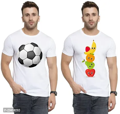 Comfortable White Polycotton Tees For Men Pack Of 2