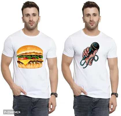 Comfortable White Polycotton Tees For Men Pack Of 2