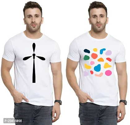 Comfortable White Polycotton Tees For Men Pack Of 2