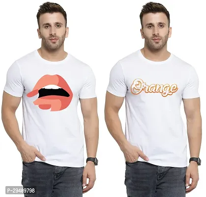 Comfortable White Polycotton Tees For Men Pack Of 2