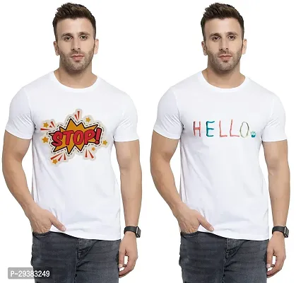 Reliable White Polycotton Printed T-Shirt For Men Pack Of 2-thumb0