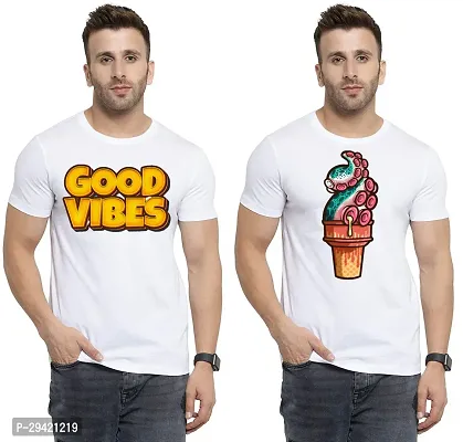 Stylish White Polycotton T-Shirt For Men Pack Of 2-thumb0