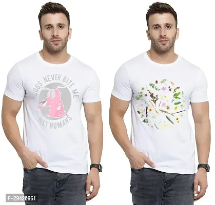 Stylish White Polycotton T-Shirt For Men Pack Of 2