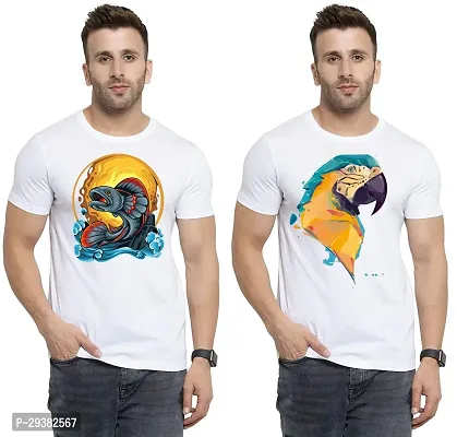 Reliable White Polycotton Printed T-Shirt For Men Pack Of 2-thumb0