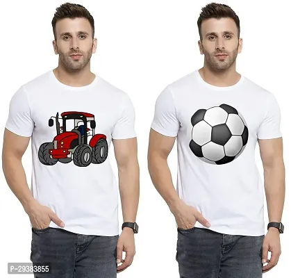 Reliable White Polycotton Printed T-Shirt For Men Pack Of 2-thumb0