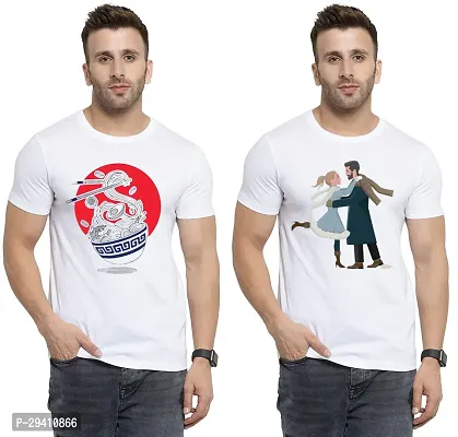 Comfortable White Polycotton Tees For Men Pack Of 2