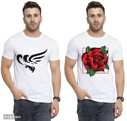 Reliable White Polycotton Printed T-Shirt For Men Pack Of 2-thumb0