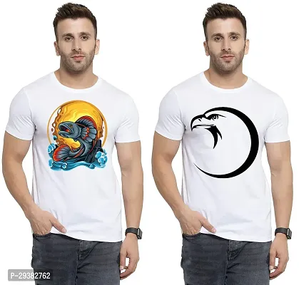 Reliable White Polycotton Printed T-Shirt For Men Pack Of 2-thumb0