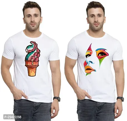 Stylish White Polycotton T-Shirt For Men Pack Of 2