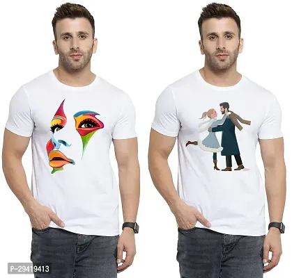 Stylish White Polycotton T-Shirt For Men Pack Of 2