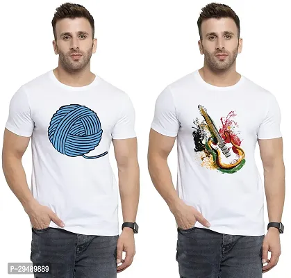 Comfortable White Polycotton Tees For Men Pack Of 2