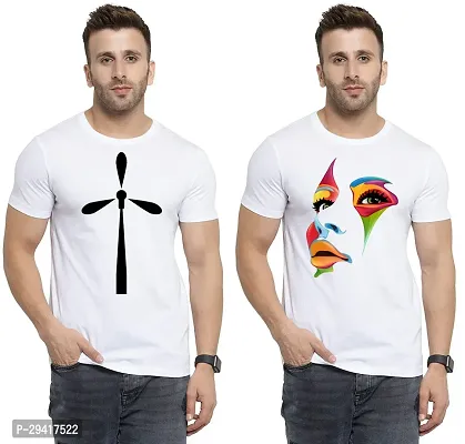 Comfortable White Polycotton Tees For Men Pack Of 2