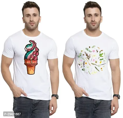 Stylish White Polycotton T-Shirt For Men Pack Of 2-thumb0