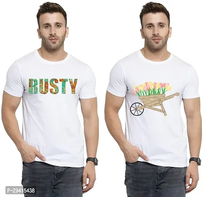 Comfortable White Polycotton Tees For Men Pack Of 2