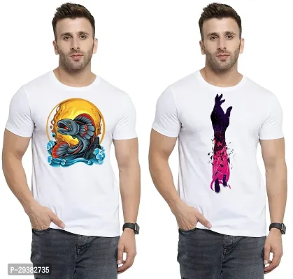 Reliable White Polycotton Printed T-Shirt For Men Pack Of 2-thumb0