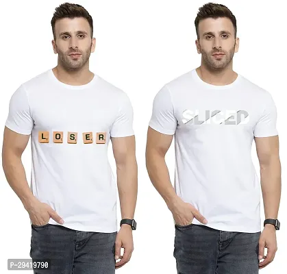 Stylish White Polycotton T-Shirt For Men Pack Of 2