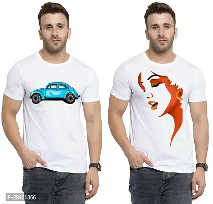 Stylish White Polycotton T-Shirt For Men Pack Of 2