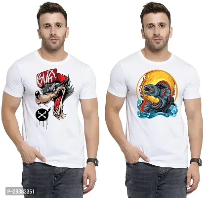 Reliable White Polycotton Printed T-Shirt For Men Pack Of 2-thumb0