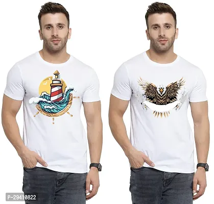 Comfortable White Polycotton Tees For Men Pack Of 2