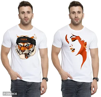 Stylish White Polycotton T-Shirt For Men Pack Of 2-thumb0