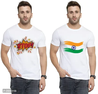 Reliable White Polycotton Printed T-Shirt For Men Pack Of 2-thumb0