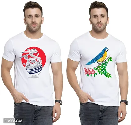 Reliable White Polycotton Printed T-Shirt For Men Pack Of 2-thumb0