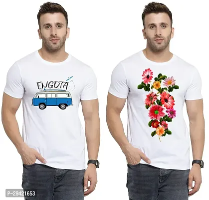 Stylish White Polycotton T-Shirt For Men Pack Of 2